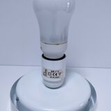 XL egg lamp white speckled glass design 70s H.37 cm
