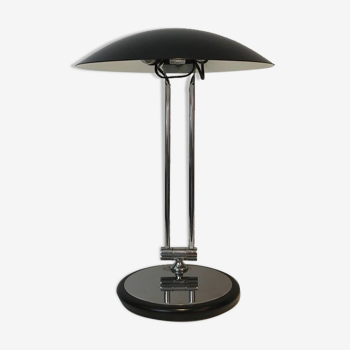 Lampe de bureau design pivotante en chrome et métal laqué noir