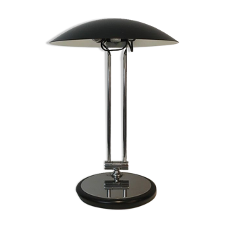 Lampe de bureau design pivotante en chrome et métal laqué noir