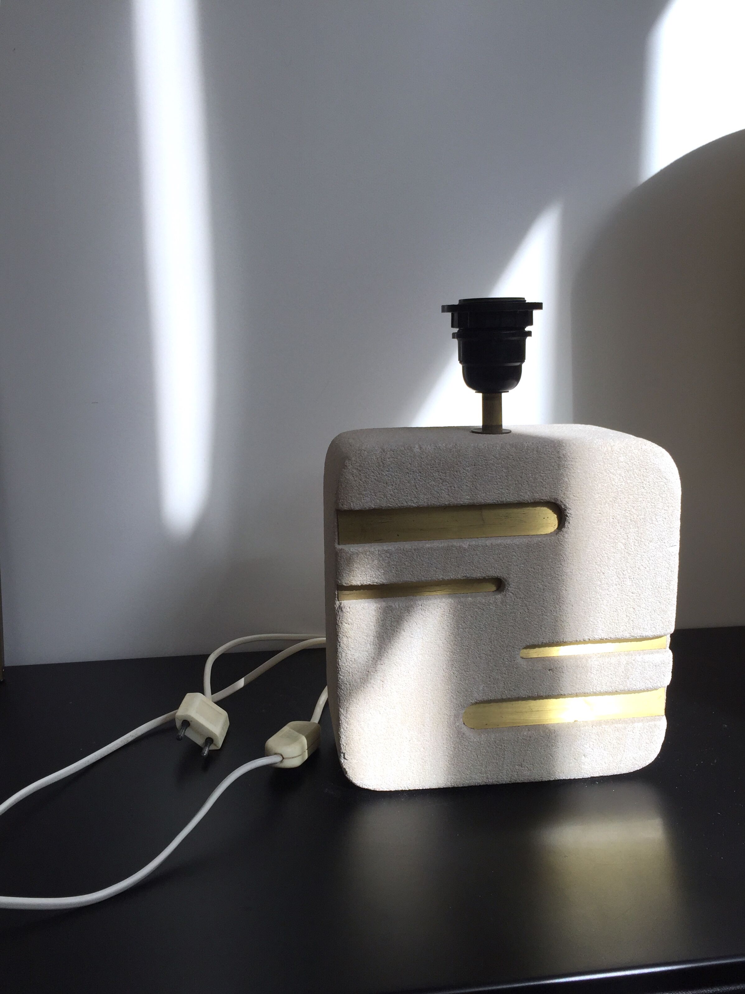 Lampe en pierre et laiton, vintage