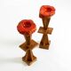 Two mid-century standing ashtrays consisting of red Alabaster cup