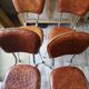 Lot of 4 vintage chairs in skai camel croc effect