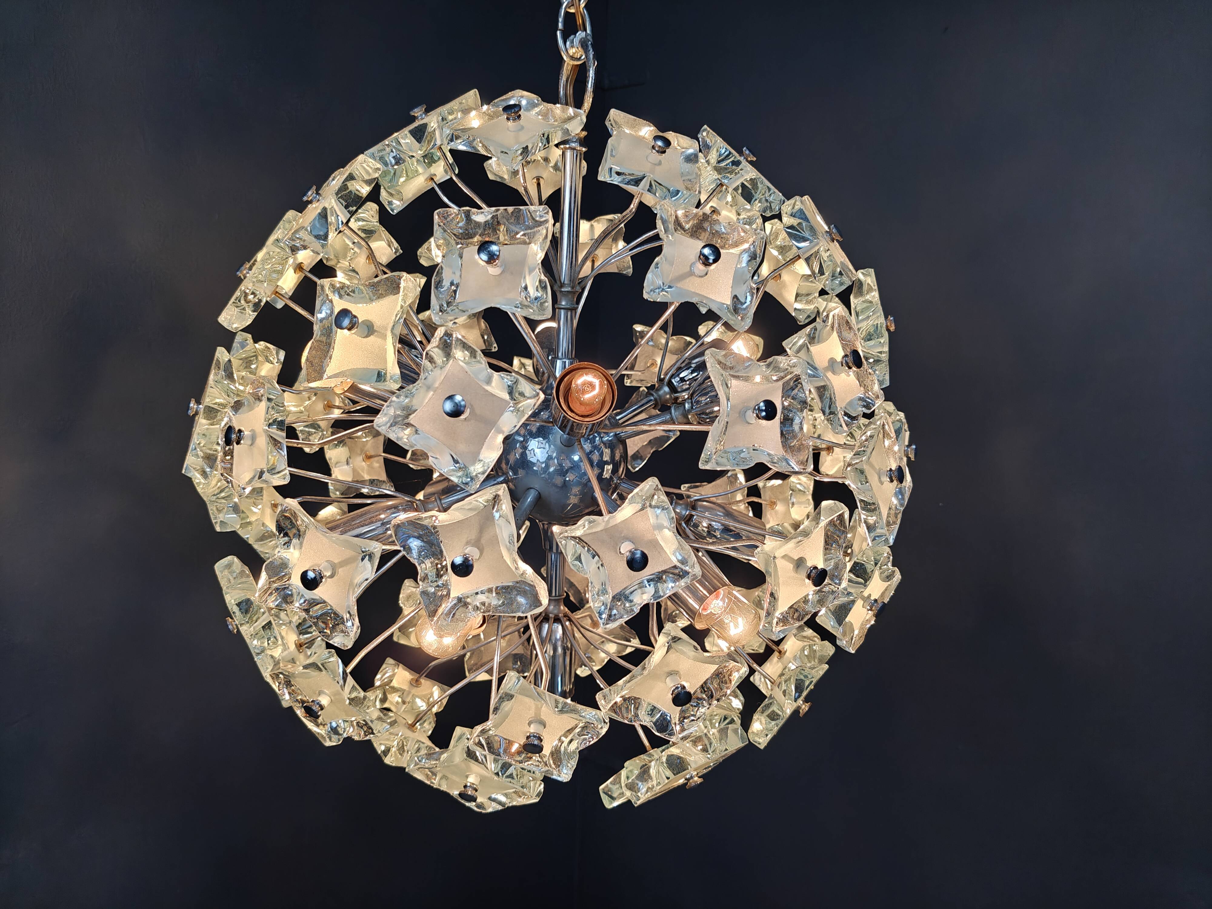 Mid century glass sputnik chandelier, 1970s