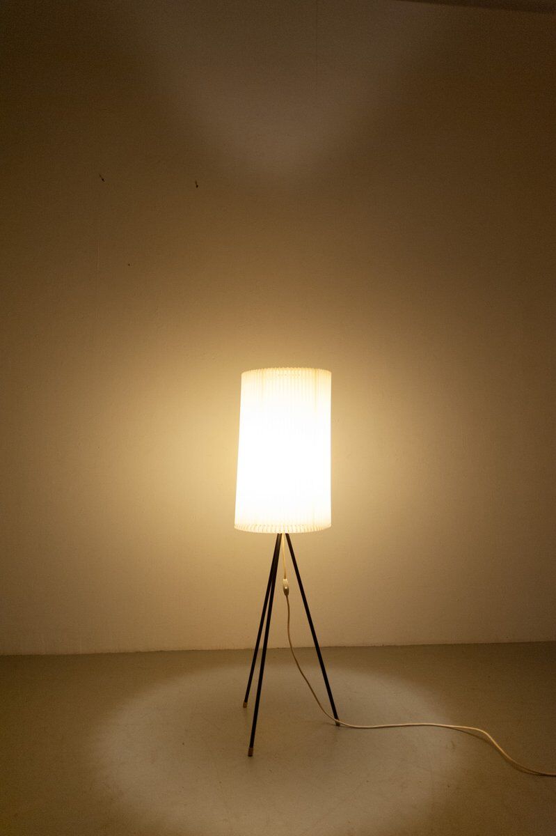 Tripod with pleated plastic shade, 1950s