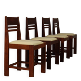 Set of 4 Dutch Hague School oak dining chairs, 1925-1935