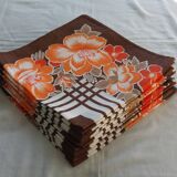 Vintage 70s flower power napkins, set of 12.
