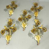 Set of 10 Wall Lights from colored hand crafted iron and Murano glass