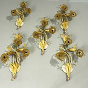 Set of 10 Wall Lights from colored hand crafted iron and Murano glass