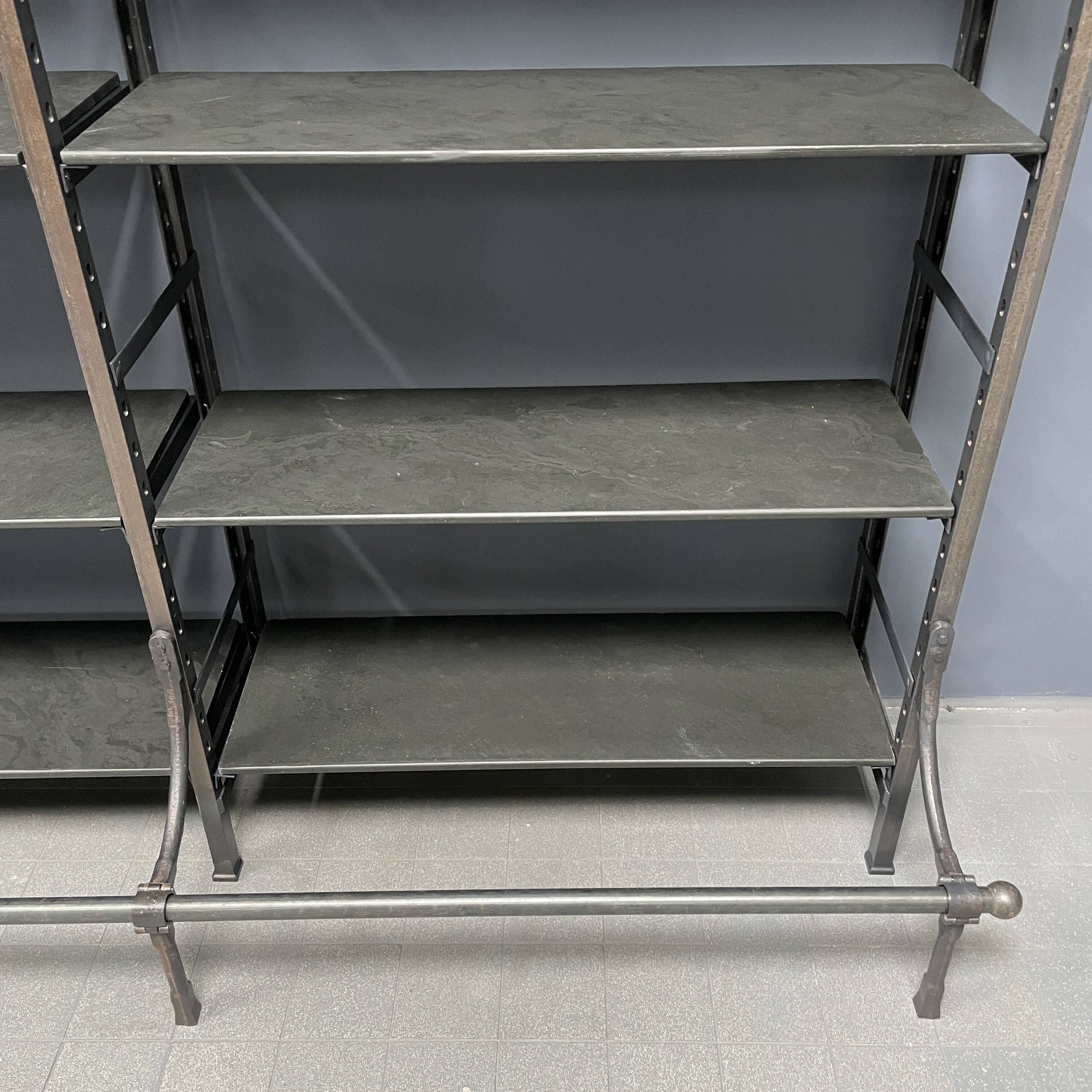 Industrial Iron Library Wall Shelving Cabinet