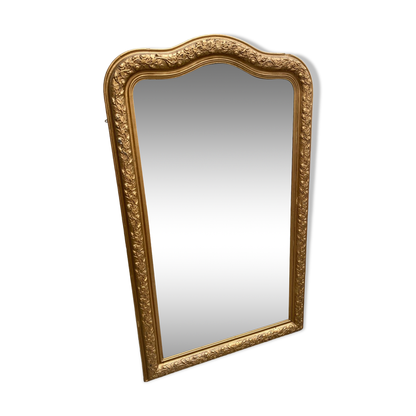 Large gilded patinated trumeau mirror