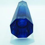 Lindshammar angular cobalt blue glass vase by Gunnar Ander, Sweden