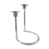 Double candle holder BMF silver metal design 70s