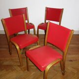 4 chairs "bow wood" by Hugues Steiner 50