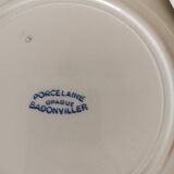 Set of 5 Badonviller dessert plates with red and white geometric pattern