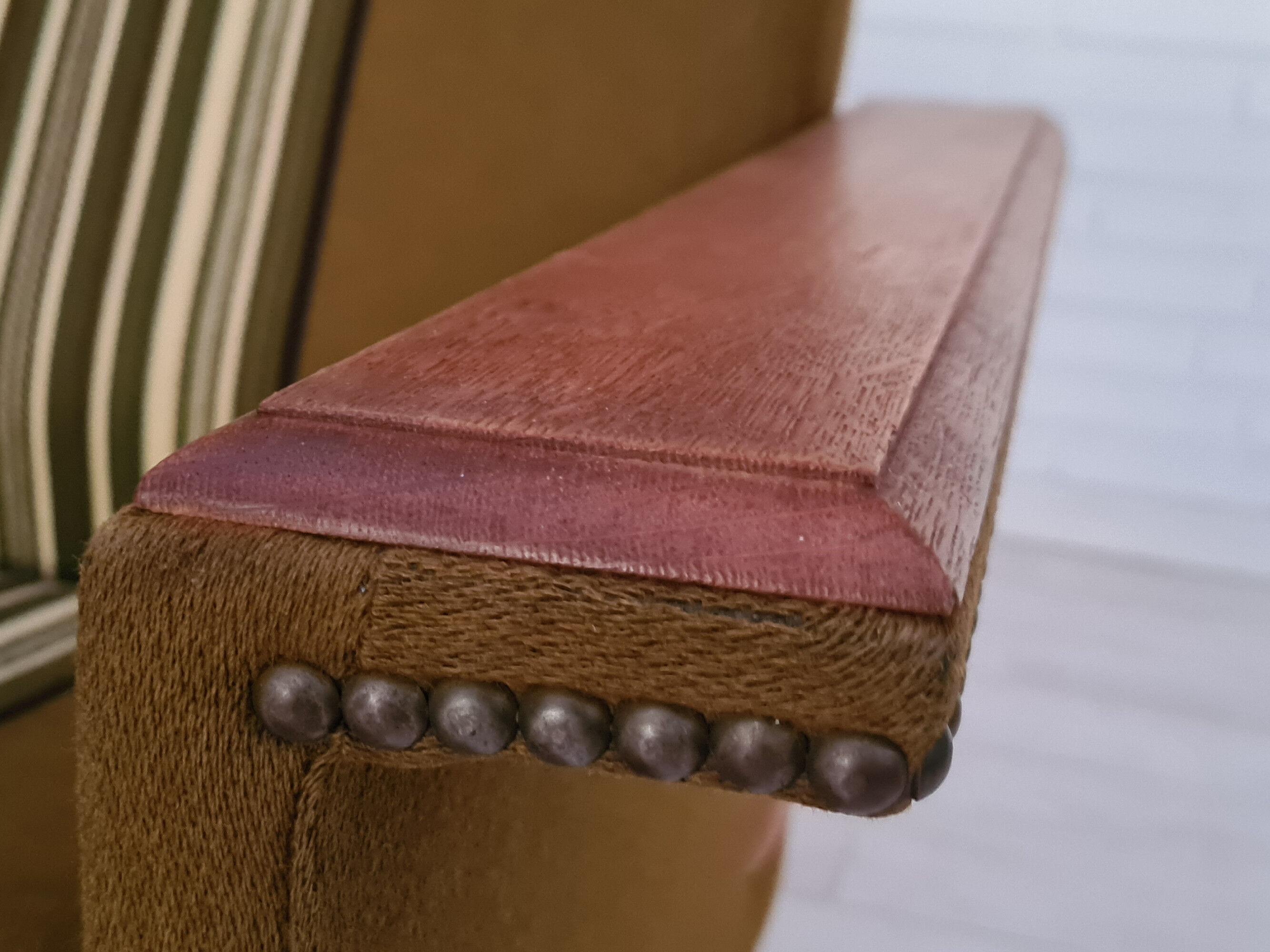 Ensemble de fauteuils bois de chêne laine état d’origine années 1970
