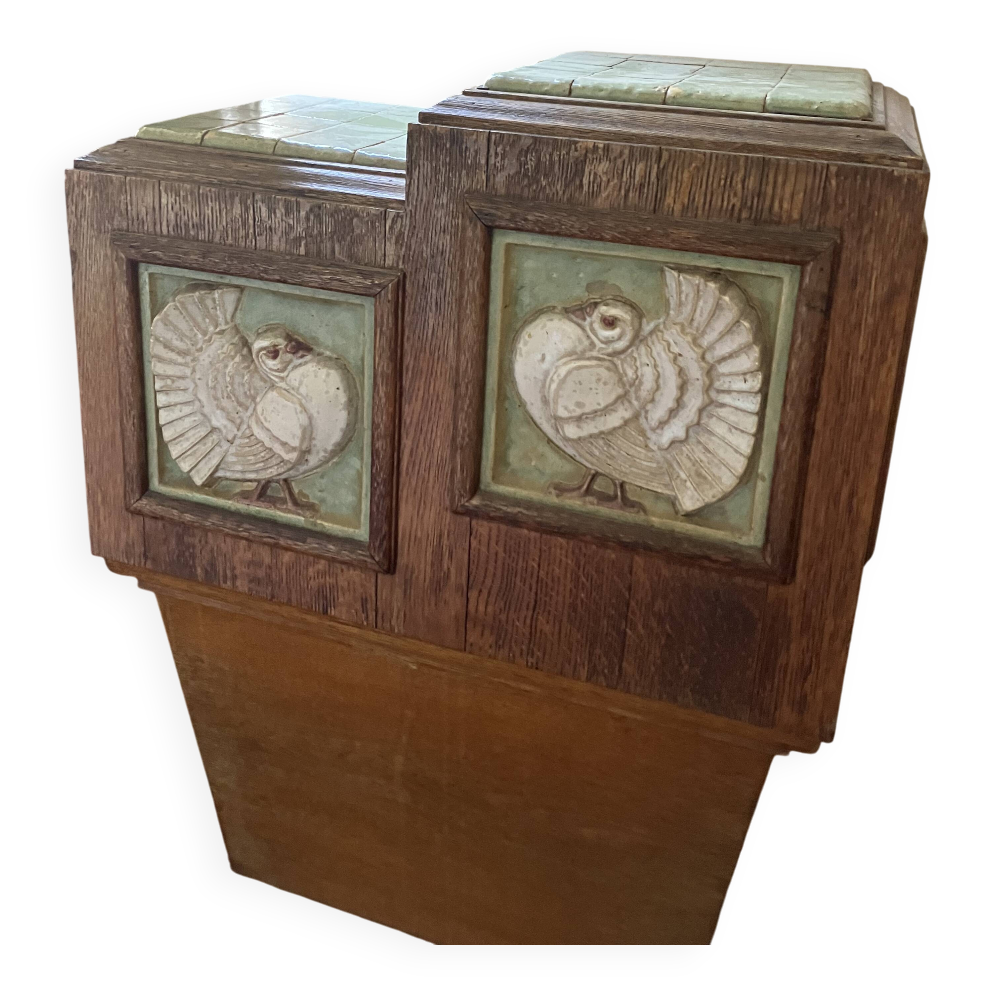 Wood and ceramic stool