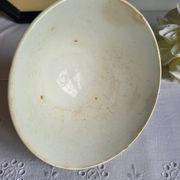 Old Bowl in Earthenware with Flower Decoration Marked underneath M