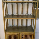 Vintage rattan and bamboo bookcase