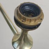 brass floor lamp with articulated reading arm 1970 and its red lampshade
