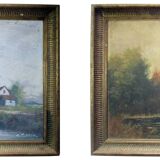 Ensemble de 2 œuvres assorties huile sur toile signé