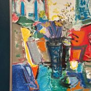 Large Original Swedish Oil on Canvas – “Still Life with Flowers” by Eric With (1916–2000) – Signed – Vintage & Framed – 89×70.5cm