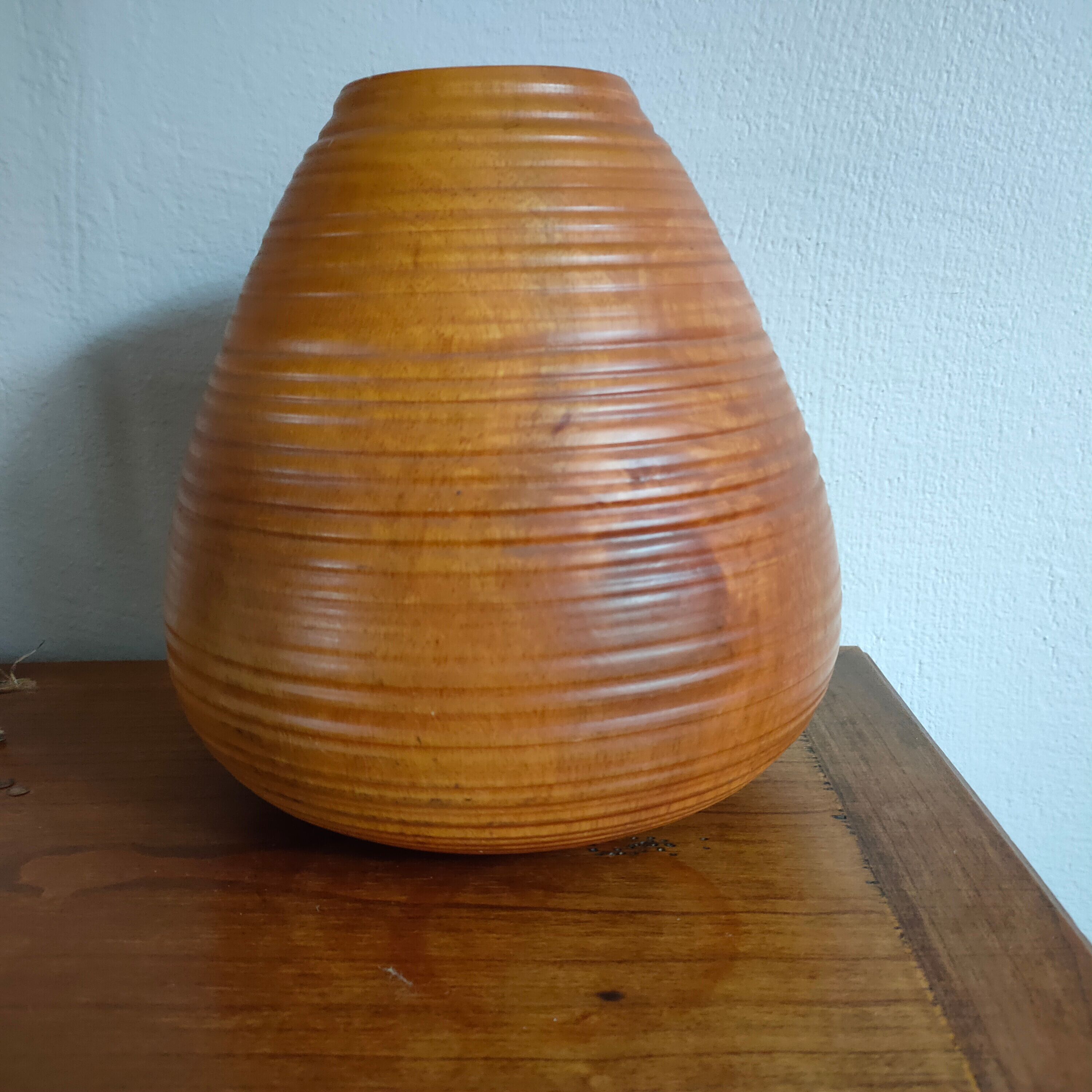 Turned pear wood vase