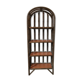 Vintage rattan library and terracotta-coloured tablets