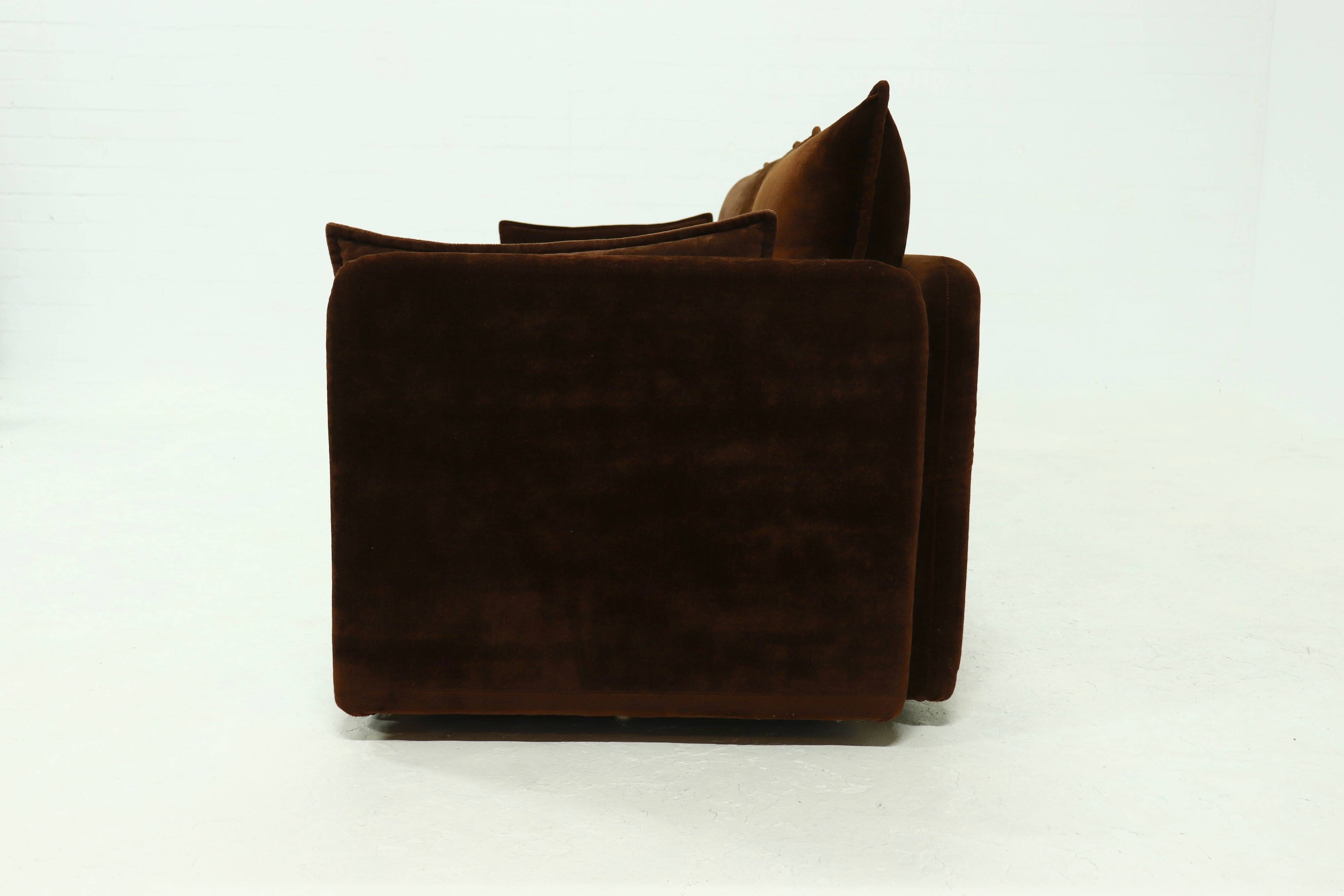 Rare 1970s brown velvet multifunctional modular sofa