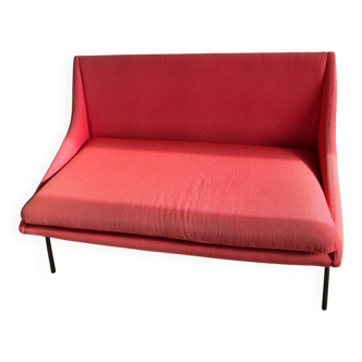 Red fabric two-seater sofa Steiner