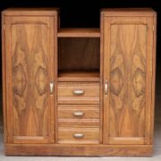 Art Deco sideboard in mahogany and mahogany burl. Splendid patina.