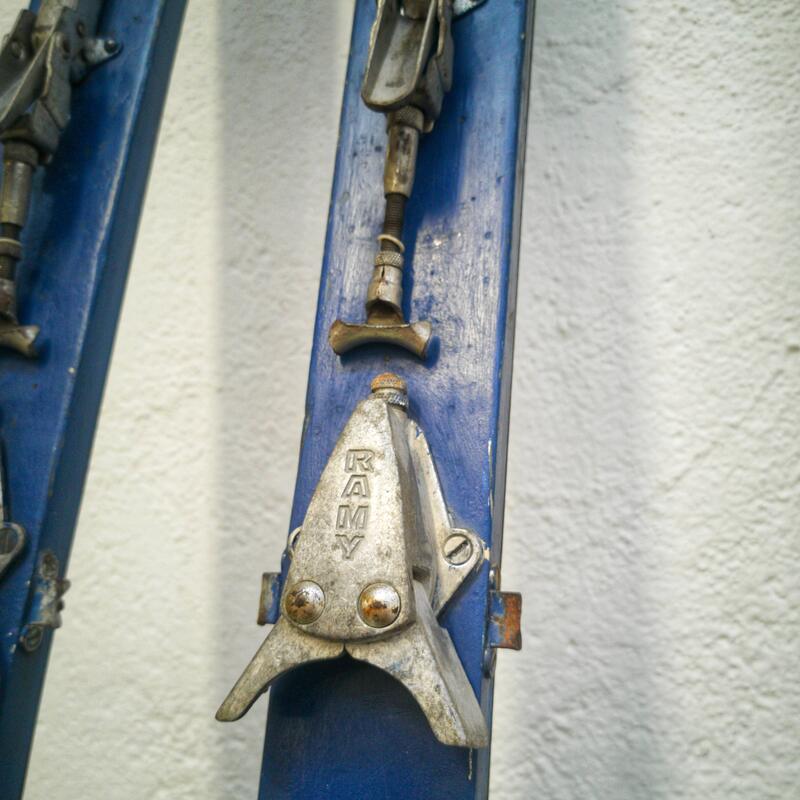 Pair of old wooden skis
