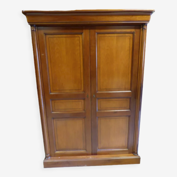 Armoire deux portes de style empire en bois merisier