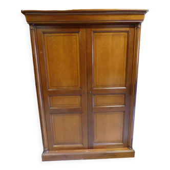 Armoire deux portes de style empire en bois merisier