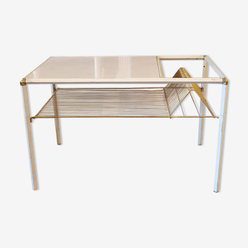 White coffee table and vintage gold metal