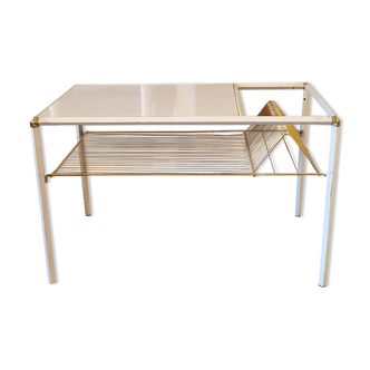 White coffee table and vintage gold metal