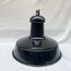 Industrial pendant light in black and white enamelled sheet metal factory bowl