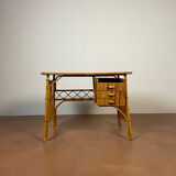 Vintage desk in bamboo and rattan