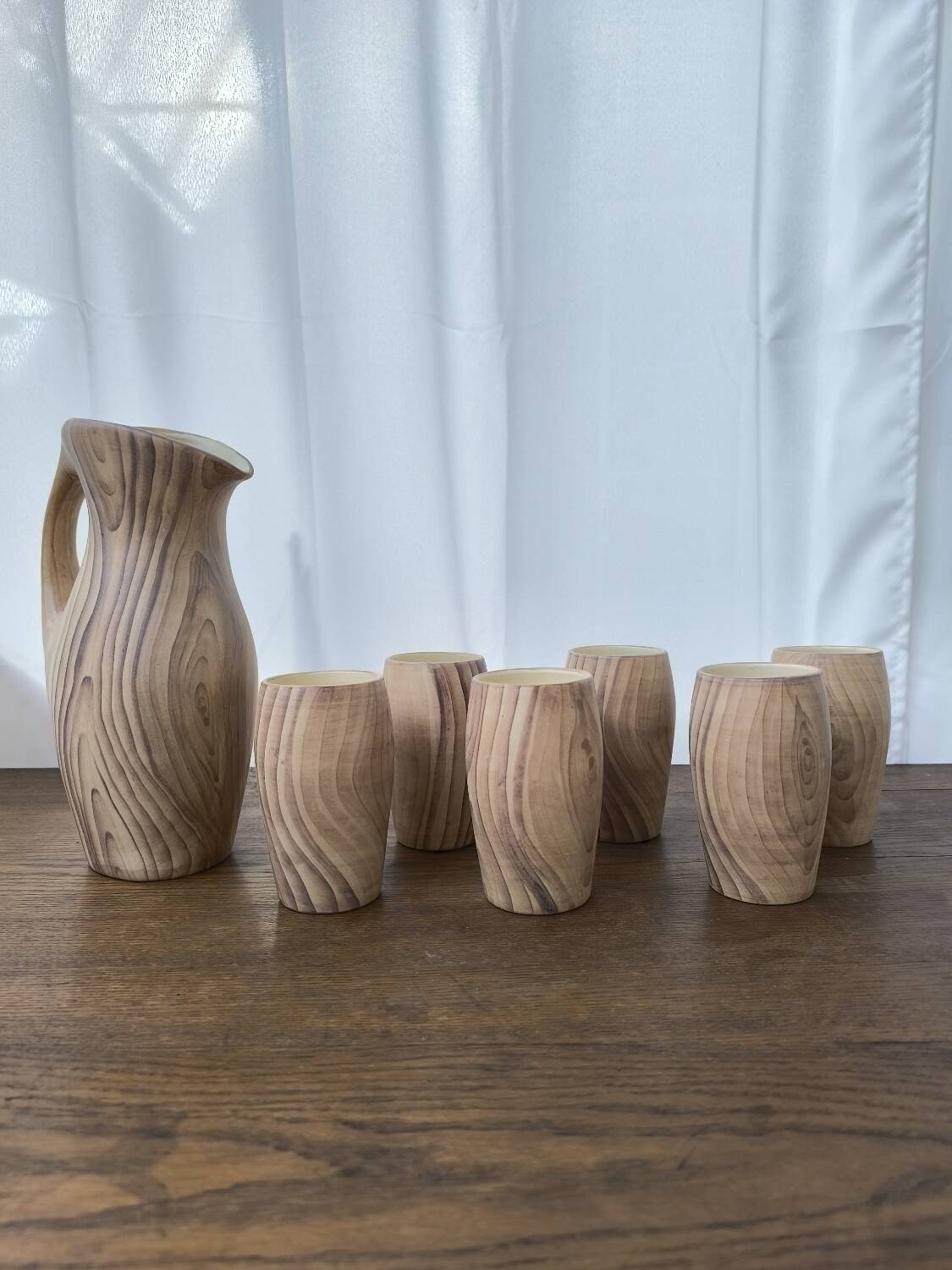 Ceramic pitcher and glasses by Grandjean Jourdan, Vallauris