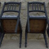 4 Chaises de style Louis XVI de couleur noir effet vieillies , Totalement relookée