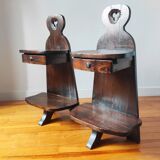 Paire de tables de chevet brutaliste 1960