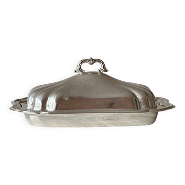 Antique silver butter dish with lid