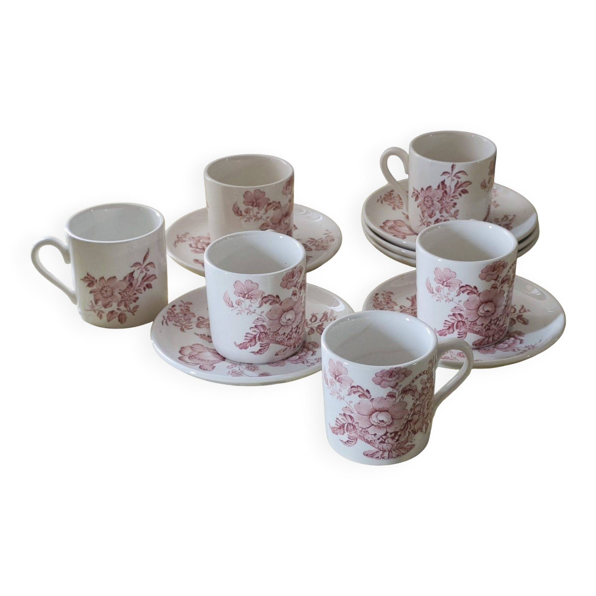 Vintage Coffee Set - 6 Cups and 6 Saucers - Crown Devon Brand