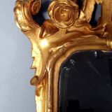 Ancien miroir biseauté cadre bois sculpté doré 19e siècle 55X31 cm C197