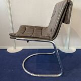 Lot de 4 chaises en cuir et chrome