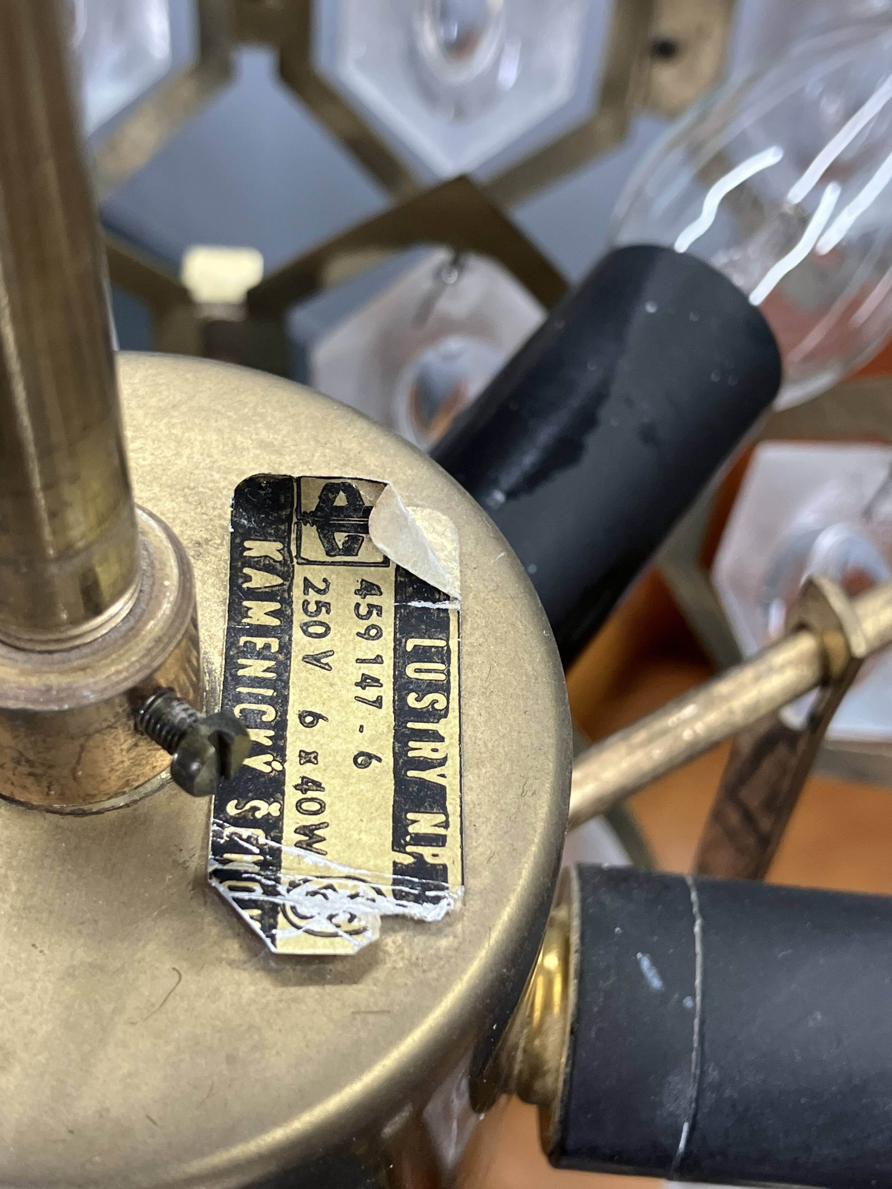 1960s Faceted Glass Chandelier by Jaroslav Bejvl for Kamenicky Senov