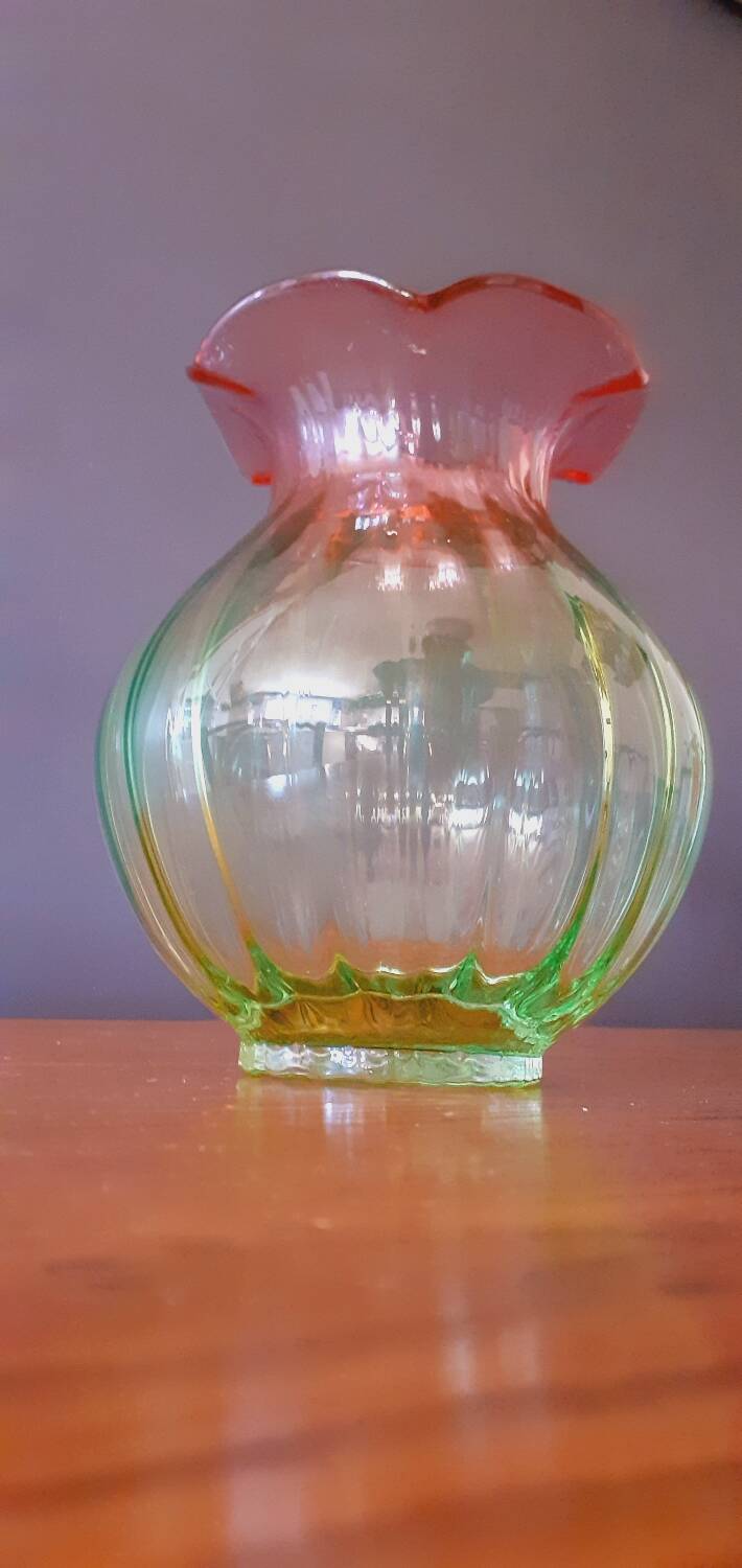 Vase corolle Bicolore début XXéme Soufflé à la bouche