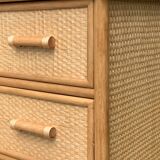 Vintage rattan and woven wicker chest of drawers 1970