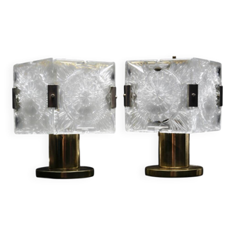 Crystal Glass Table Lamp, Jaroslav Beyvl Sr., 1970s, Czechoslovakia