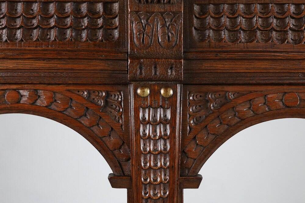 18th Century Gothic French Oak Carved High Back Panel Settle