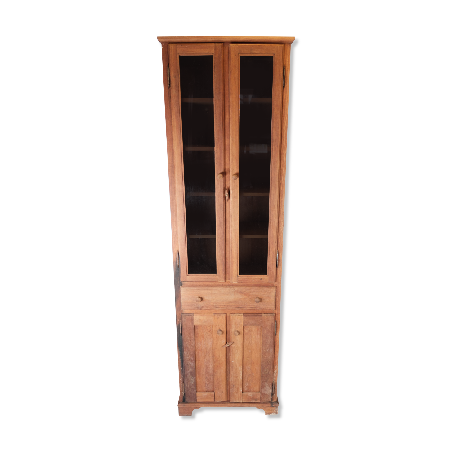 Armoire en verre en bois clair, années 1940